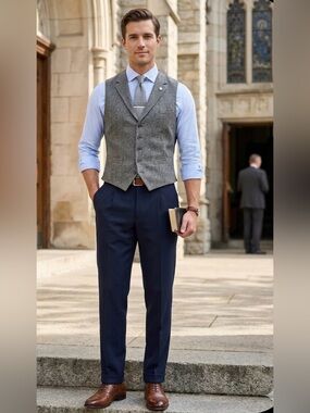 Ralph Lauren Navy Pleated Dress Pants